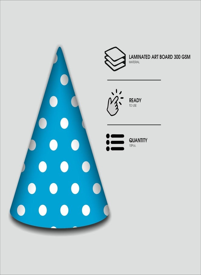 Party Baazaar Blue & Pink Polka Dot Birthday Caps | Party Hats for Girls & Kids | Pink Party Hats for Birthdays & Baby Showers (Pack of 10) - Image 3